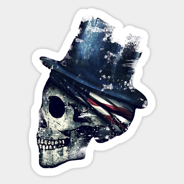 4th of July Skull American USA Flag Sticker by Evoke Collective